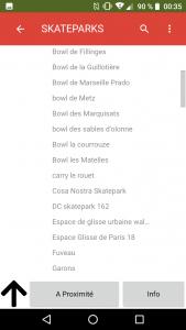 Skateparks Map Application Liste
